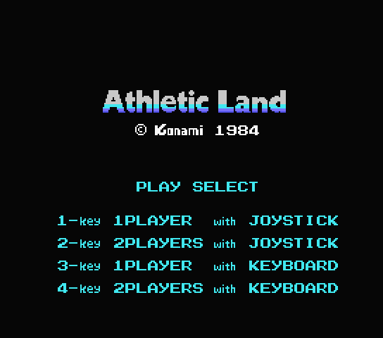 Atletic Land title screen for MSX